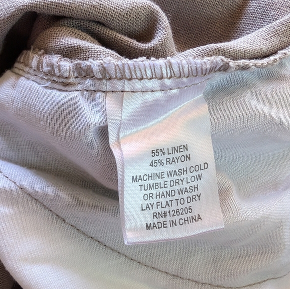 Just Living Linen Rayon Blend Tan Cargo Pants Large EUC - Picture 3 of 6